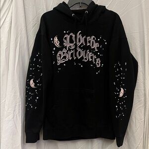 Phoebe Bridgers Black Graphic Hoodie with Moon and Stars